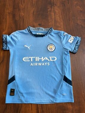 Puma Kids Sky Blue Manchester City Jersey with White Logos